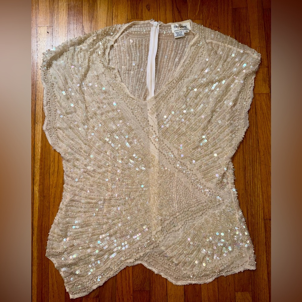 Vintage Oleg Cassini Beaded and Sequin Top - size 12